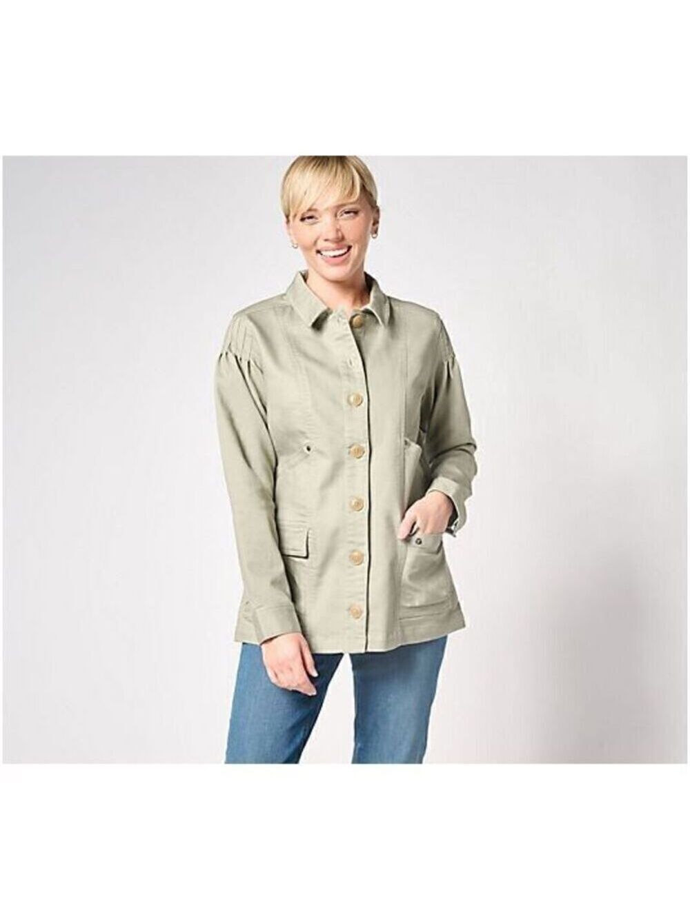 AnyBody Stretch Twill Utility Jacket with Pockets (2X)